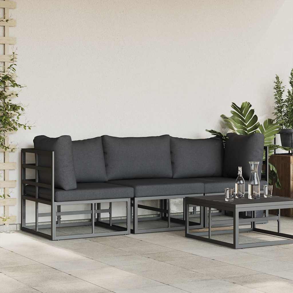 Gartenmöbel mit Kissen mit Kissen 3 pcs Schwarz Aluminium