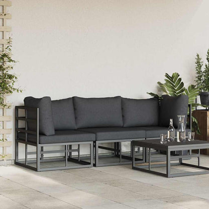 Gartenmöbel mit Kissen mit Kissen 3 pcs Schwarz Aluminium