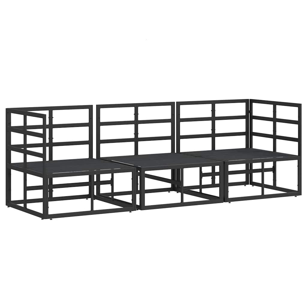 Gartenmöbel mit Kissen mit Kissen 3 pcs Schwarz Aluminium