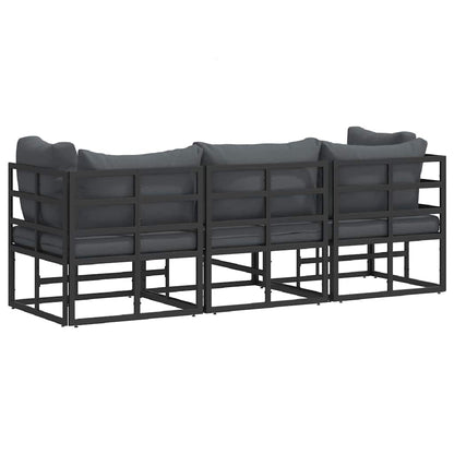 Gartenmöbel mit Kissen mit Kissen 3 pcs Schwarz Aluminium