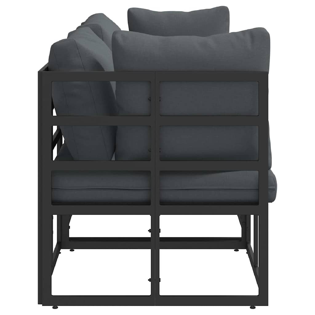 Gartenmöbel mit Kissen mit Kissen 3 pcs Schwarz Aluminium