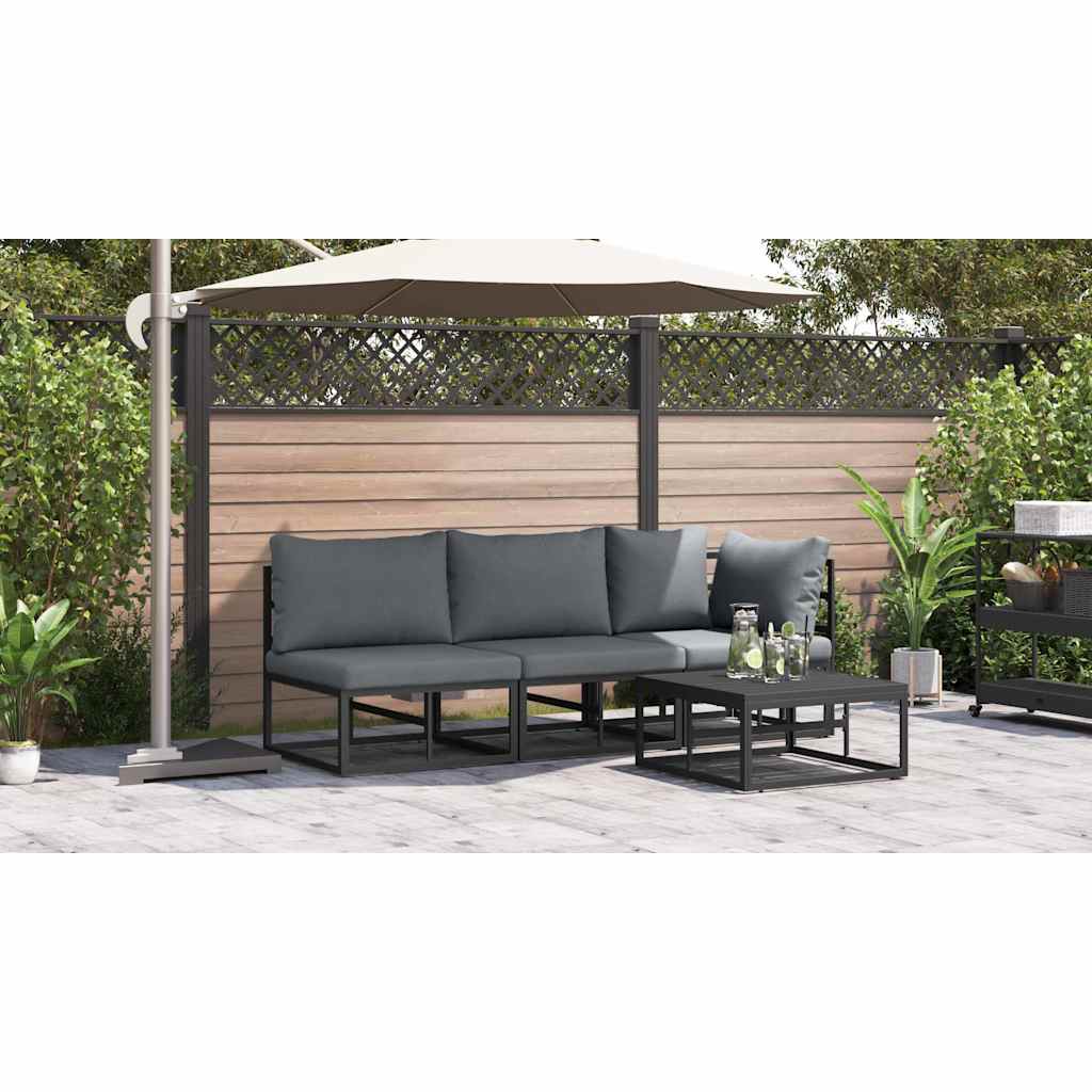 Gartenmöbel mit Kissen mit Kissen 3 pcs Schwarz Aluminium