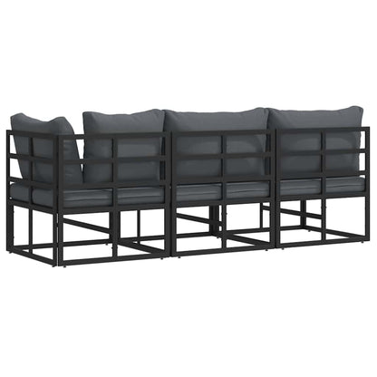 Gartenmöbel mit Kissen mit Kissen 3 pcs Schwarz Aluminium