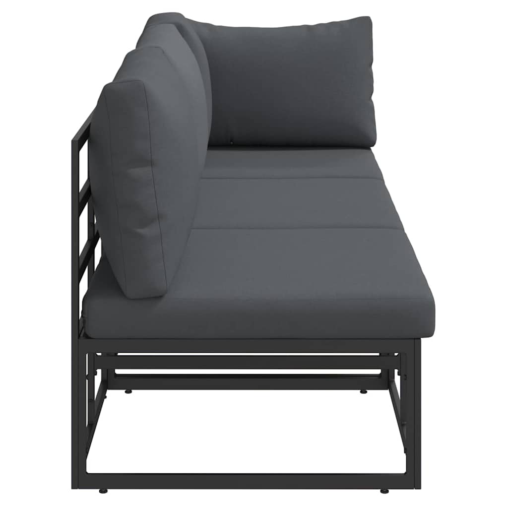 Gartenmöbel mit Kissen mit Kissen 3 pcs Schwarz Aluminium