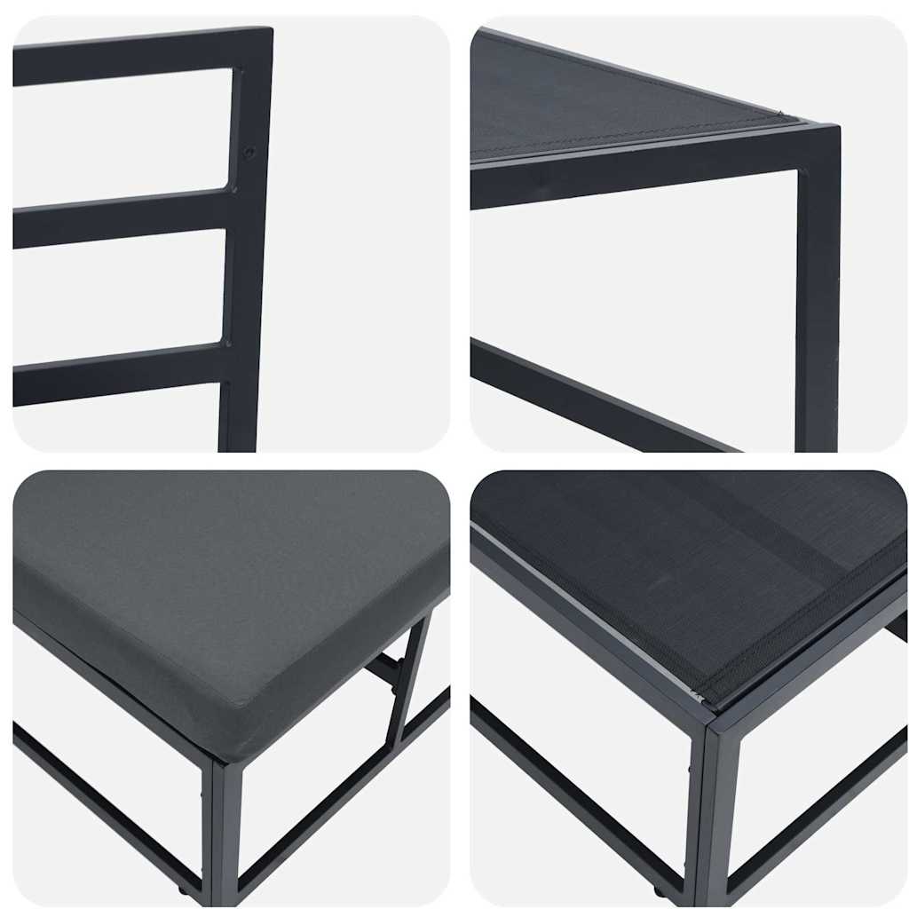 Gartenmöbel mit Kissen mit Kissen 2 pcs Schwarz Aluminium