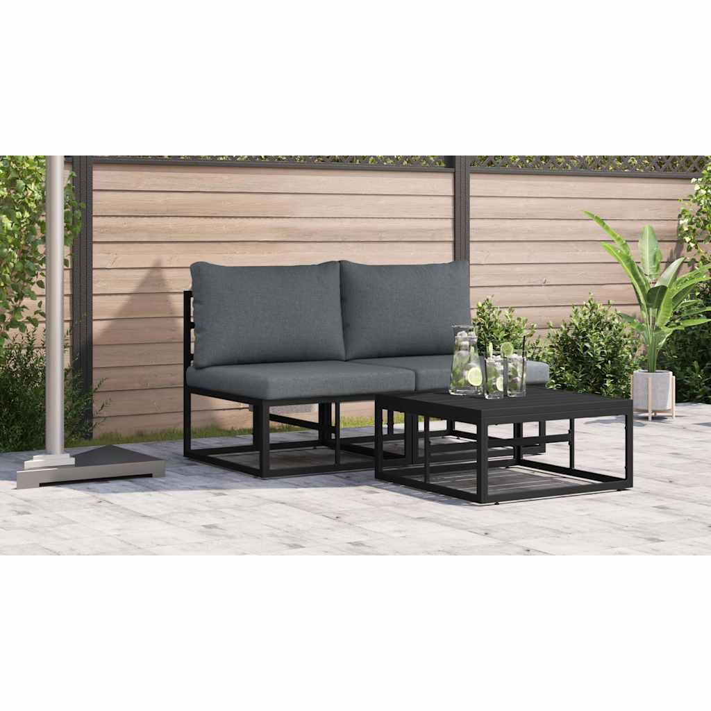 Gartenmöbel mit Kissen mit Kissen 2 pcs Schwarz Aluminium