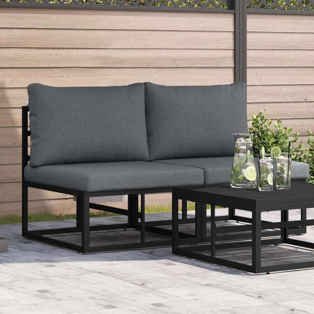 Gartenmöbel mit Kissen mit Kissen 2 pcs Schwarz Aluminium