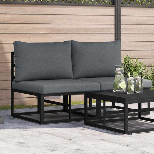 Gartenmöbel mit Kissen mit Kissen 2 pcs Schwarz Aluminium