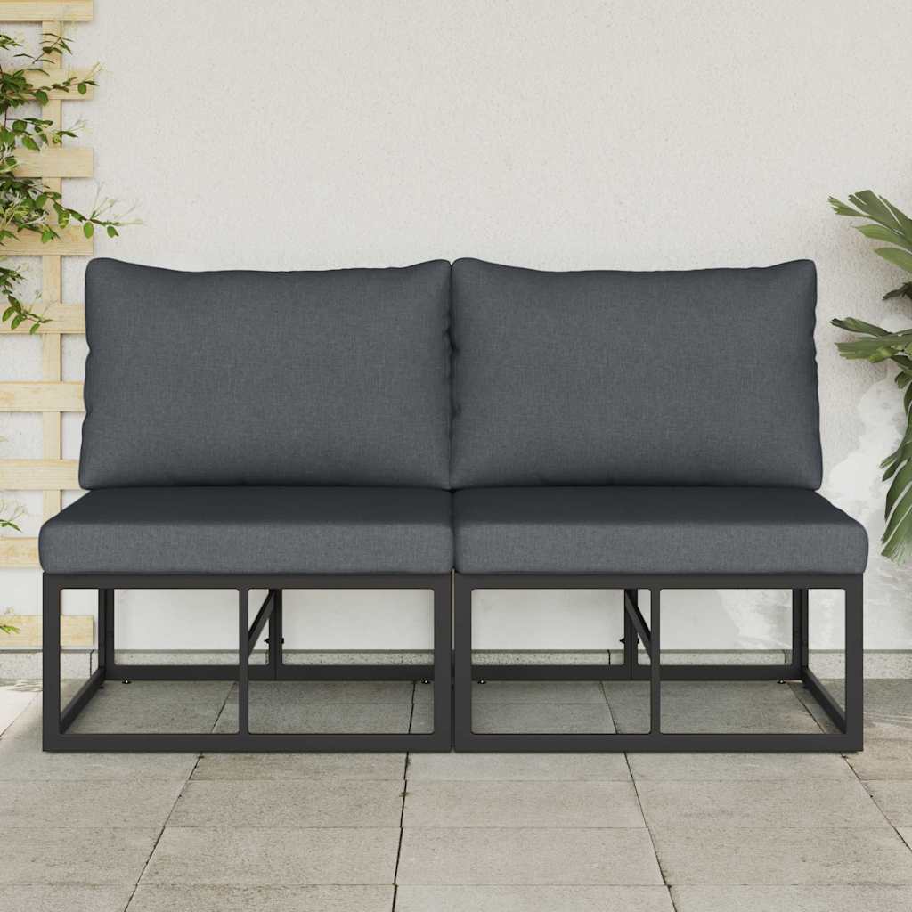 Gartenmöbel mit Kissen mit Kissen 2 pcs Schwarz Aluminium