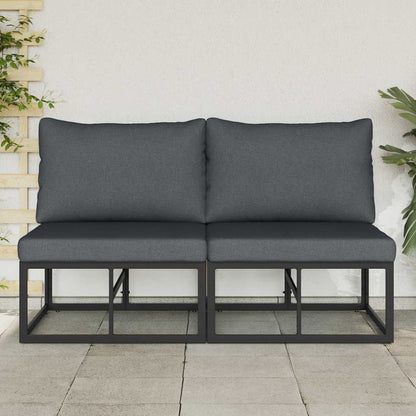 Gartenmöbel mit Kissen mit Kissen 2 pcs Schwarz Aluminium