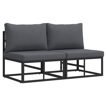 Gartenmöbel mit Kissen mit Kissen 2 pcs Schwarz Aluminium