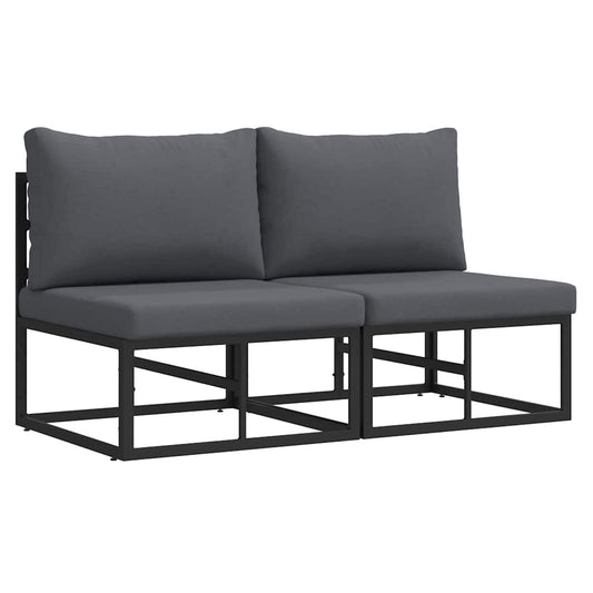 Gartenmöbel mit Kissen mit Kissen 2 pcs Schwarz Aluminium