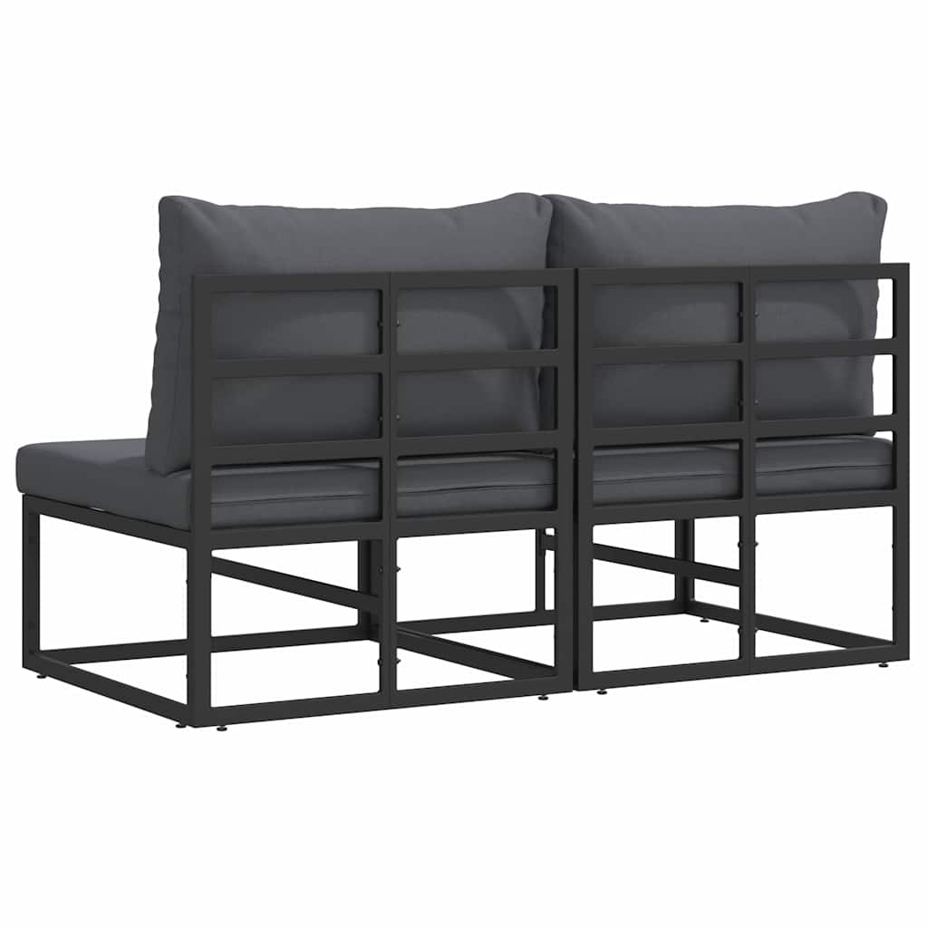 Gartenmöbel mit Kissen mit Kissen 2 pcs Schwarz Aluminium