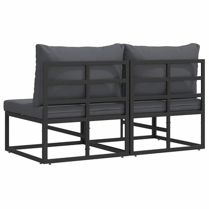 Gartenmöbel mit Kissen mit Kissen 2 pcs Schwarz Aluminium