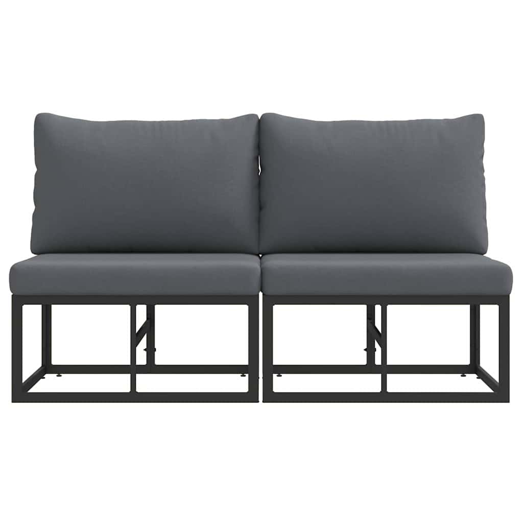 Gartenmöbel mit Kissen mit Kissen 2 pcs Schwarz Aluminium
