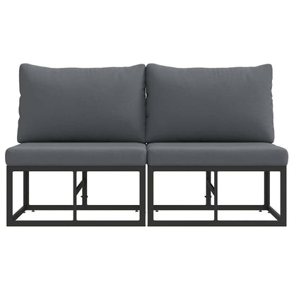 Gartenmöbel mit Kissen mit Kissen 2 pcs Schwarz Aluminium