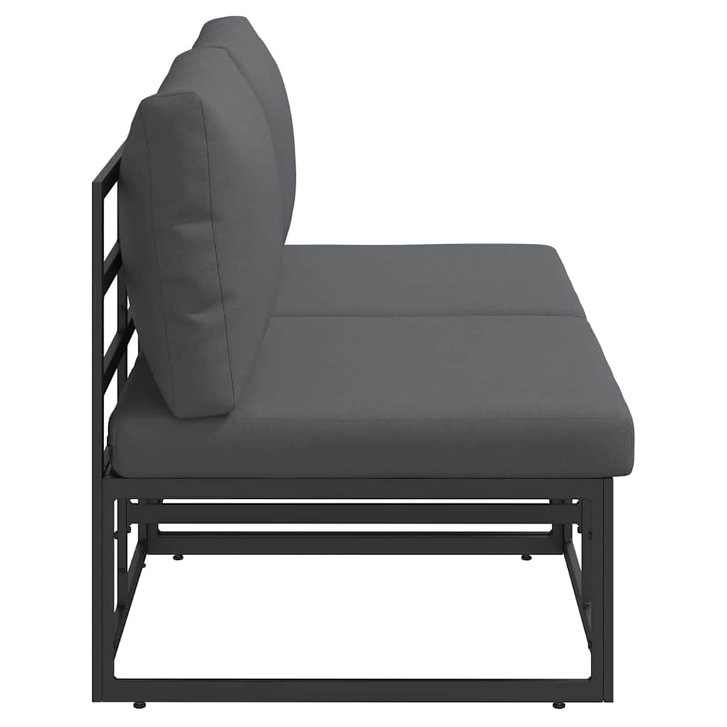 Gartenmöbel mit Kissen mit Kissen 2 pcs Schwarz Aluminium