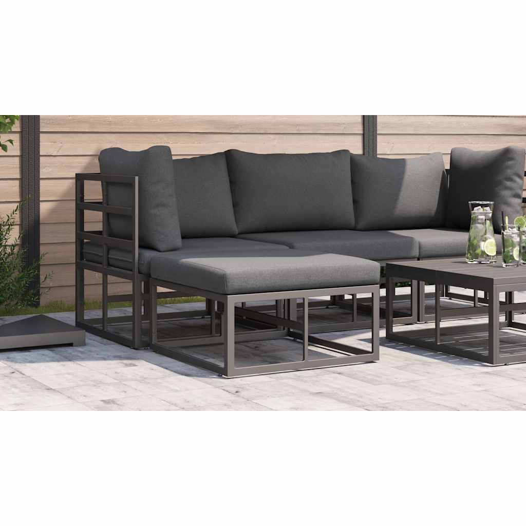 Gartenmöbel mit Kissen Schwarz Aluminium