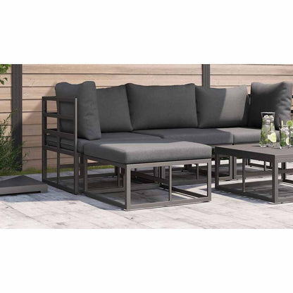 Gartenmöbel mit Kissen Schwarz Aluminium