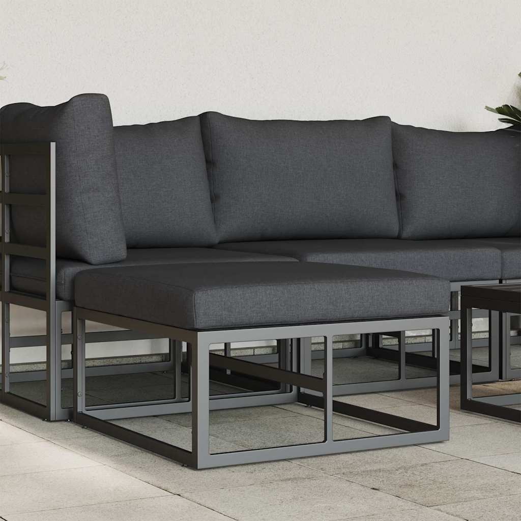 Gartenmöbel mit Kissen Schwarz Aluminium