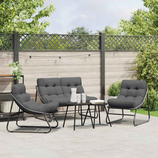 Gartenmöbel mit Kissen 3 pcs Schwarz 110 x 81 x 71cm Metall