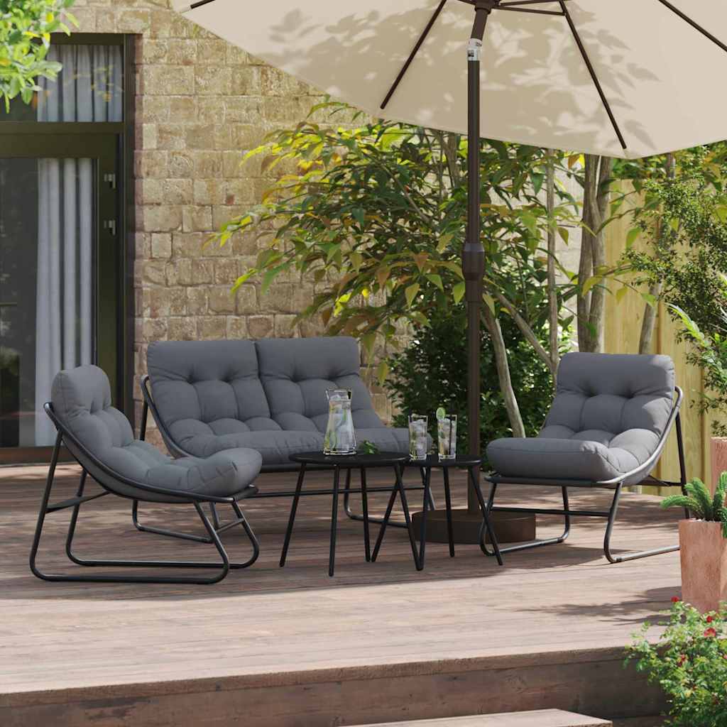 Gartenmöbel mit Kissen 3 pcs Schwarz 110 x 81 x 71cm Metall