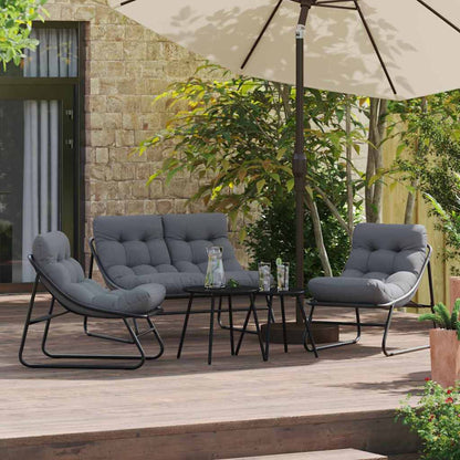 Gartenmöbel mit Kissen 3 pcs Schwarz 110 x 81 x 71cm Metall