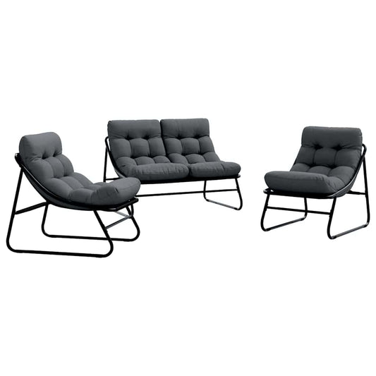 Gartenmöbel mit Kissen 3 pcs Schwarz 110 x 81 x 71cm Metall