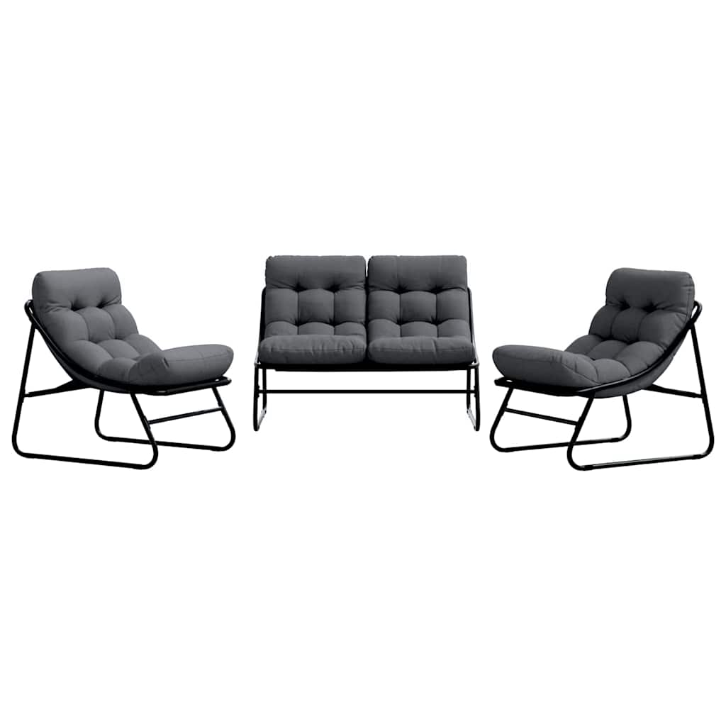 Gartenmöbel mit Kissen 3 pcs Schwarz 110 x 81 x 71cm Metall