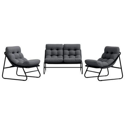 Gartenmöbel mit Kissen 3 pcs Schwarz 110 x 81 x 71cm Metall
