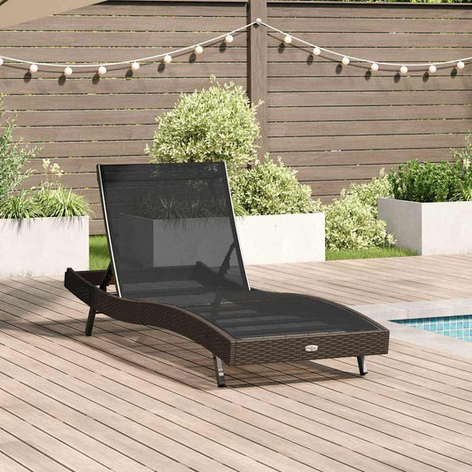 Liegestuhl 1-Person 70 x 197 x 82 cm Poly Rattan, Metall