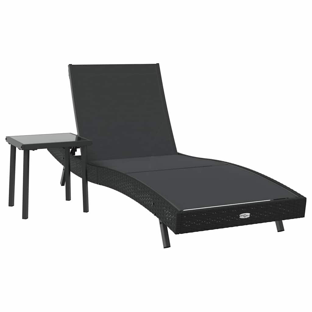 Sonnenliege mit Tisch 2 pcs Schwarz 40 x 40 x 40,5 cm