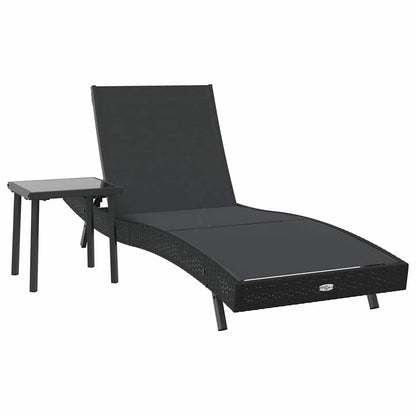 Sonnenliege mit Tisch 2 pcs Schwarz 40 x 40 x 40,5 cm