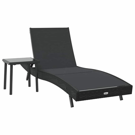 Sonnenliege mit Tisch 2 pcs Schwarz 40 x 40 x 40,5 cm