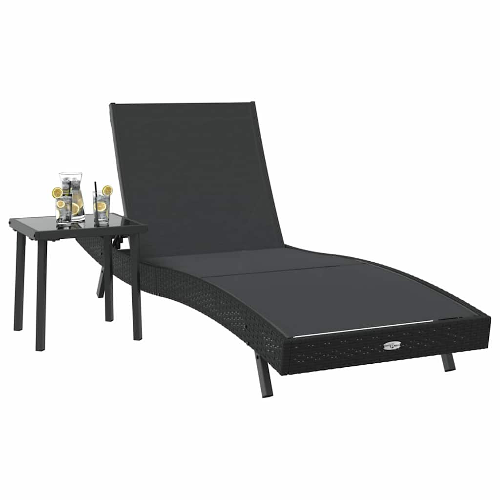 Sonnenliege mit Tisch 2 pcs Schwarz 40 x 40 x 40,5 cm