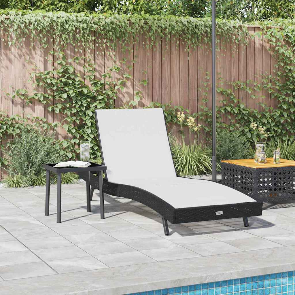 Sonnenliege mit Tisch 2 pcs Schwarz 40 x 40 x 40.5 cm