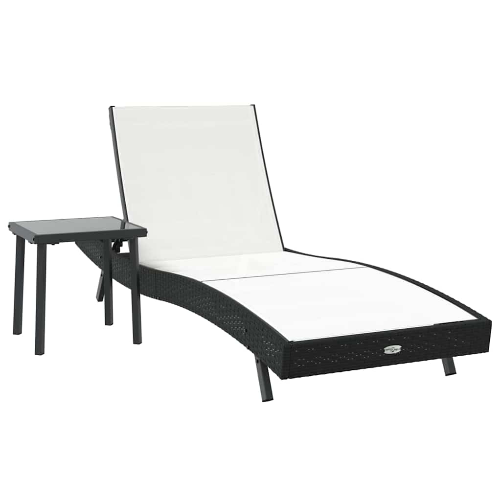 Sonnenliege mit Tisch 2 pcs Schwarz 40 x 40 x 40.5 cm