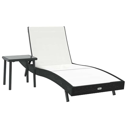 Sonnenliege mit Tisch 2 pcs Schwarz 40 x 40 x 40.5 cm