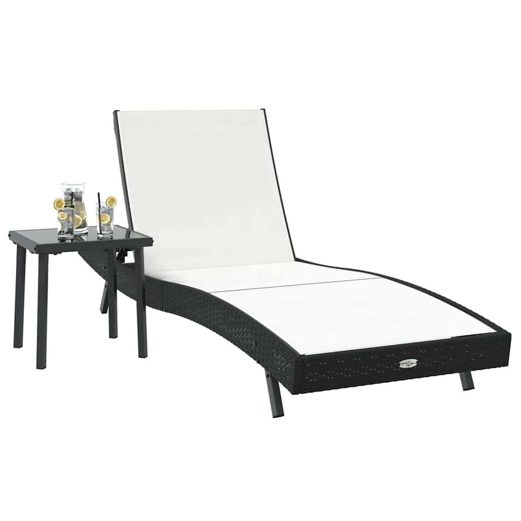 Sonnenliege mit Tisch 2 pcs Schwarz 40 x 40 x 40.5 cm