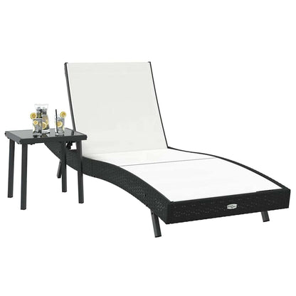 Sonnenliege mit Tisch 2 pcs Schwarz 40 x 40 x 40.5 cm