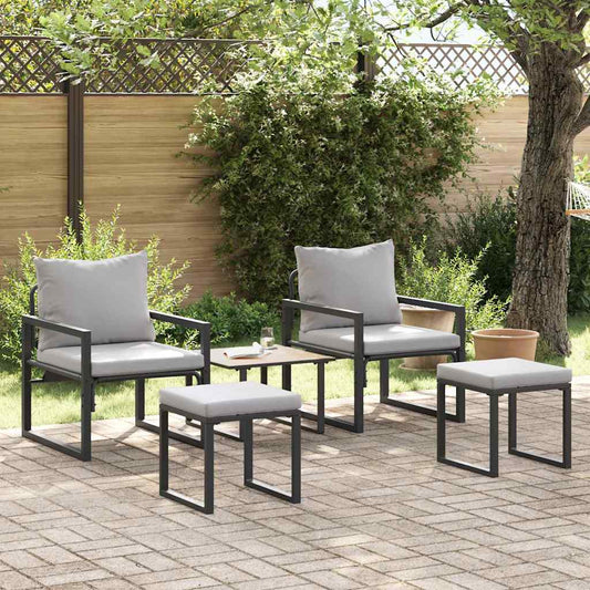 Garten-Sofa-Set 4 pcs Schwarz 61 x 72.5 x 71 cm Stahl