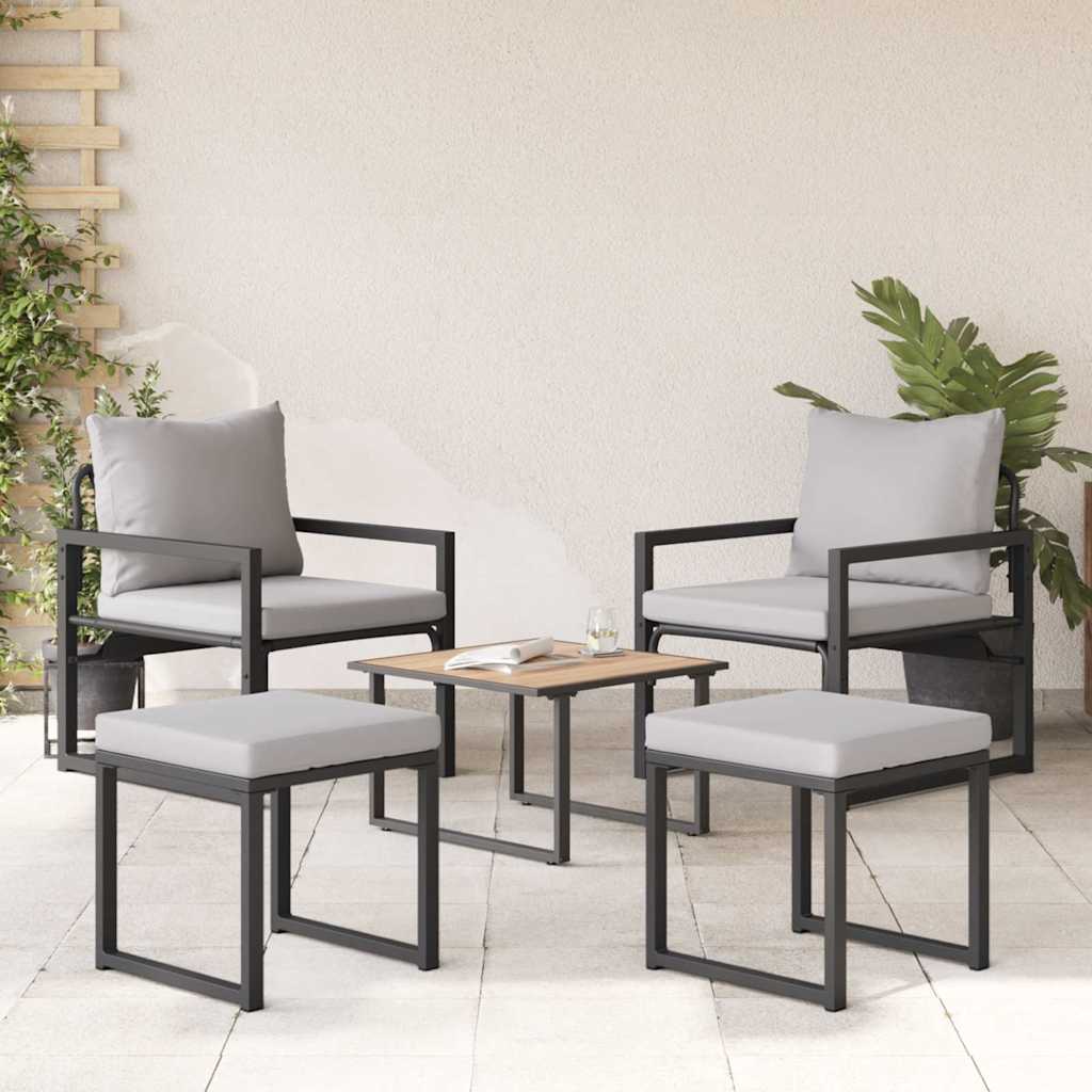 Garten-Sofa-Set 4 pcs Schwarz 61 x 72.5 x 71 cm Stahl