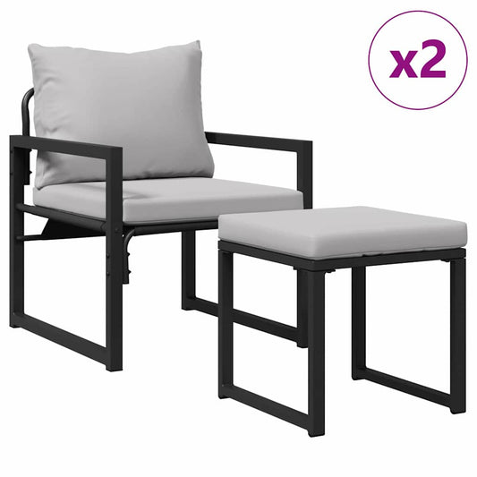 Garten-Sofa-Set 4 pcs Schwarz 61 x 72.5 x 71 cm Stahl