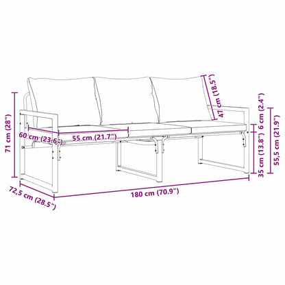 Gartenbank Schwarz 180 x 72,5 x 71 cm Stahl