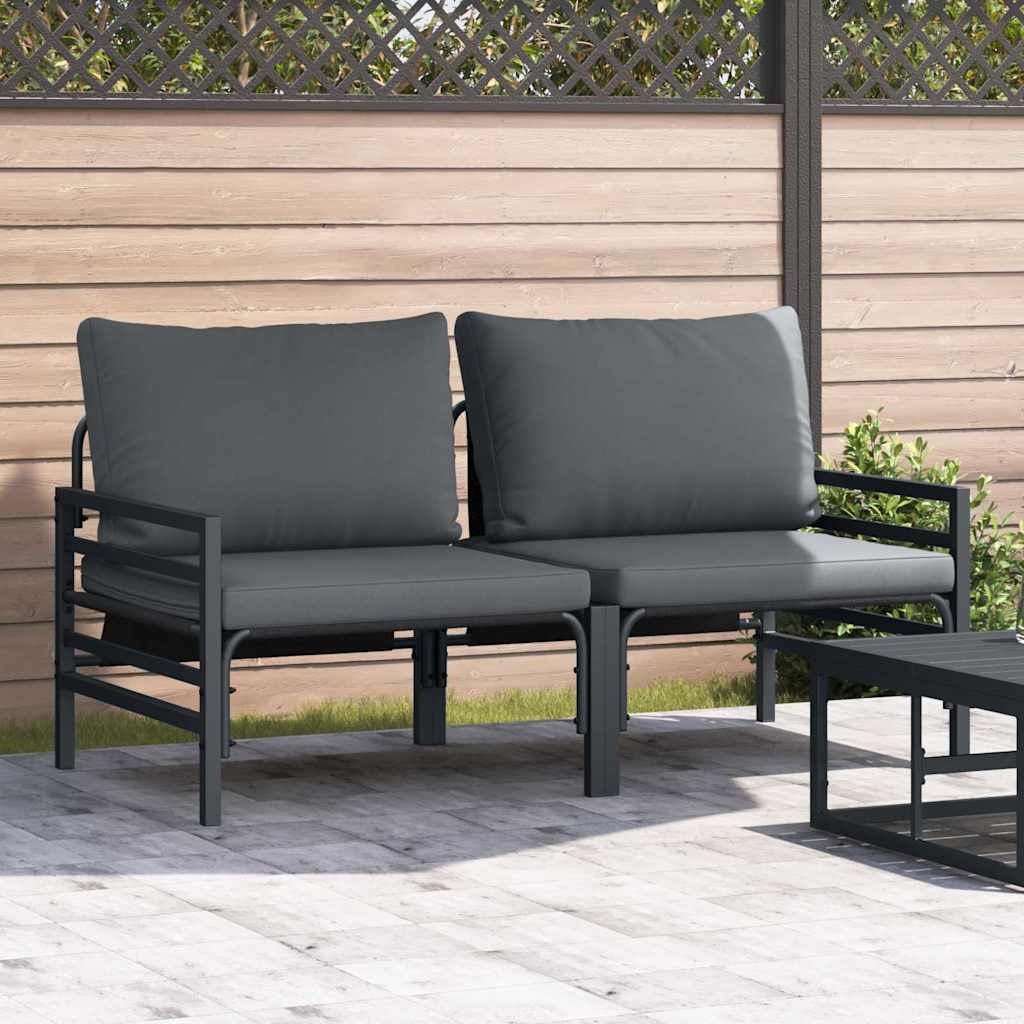 Gartenmöbel mit Kissen mit Kissen 2 pcs Anthrazit Stahl