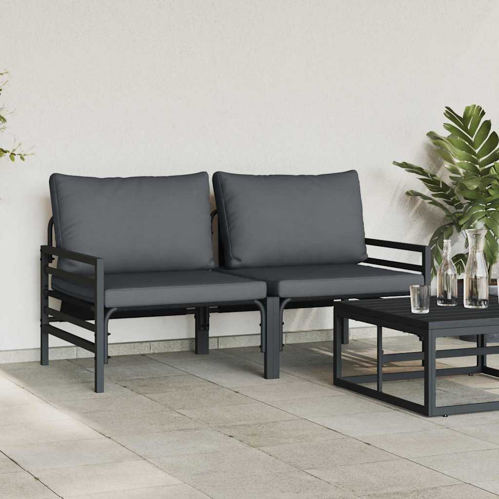 Gartenmöbel mit Kissen mit Kissen 2 pcs Anthrazit Stahl