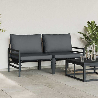 Gartenmöbel mit Kissen mit Kissen 2 pcs Anthrazit Stahl