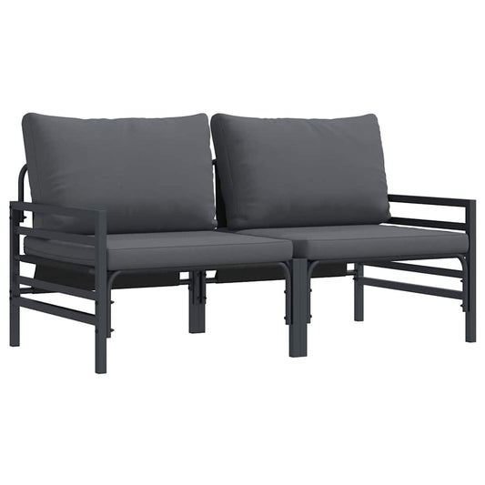 Gartenmöbel mit Kissen mit Kissen 2 pcs Anthrazit Stahl