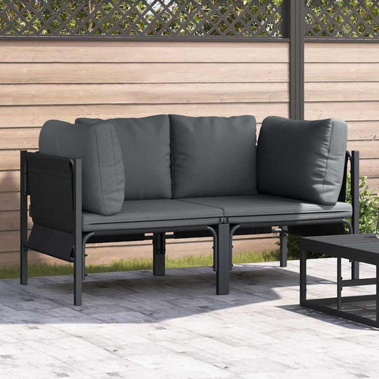 Gartenmöbel mit Kissen mit Kissen 2 pcs Anthrazit Stahl