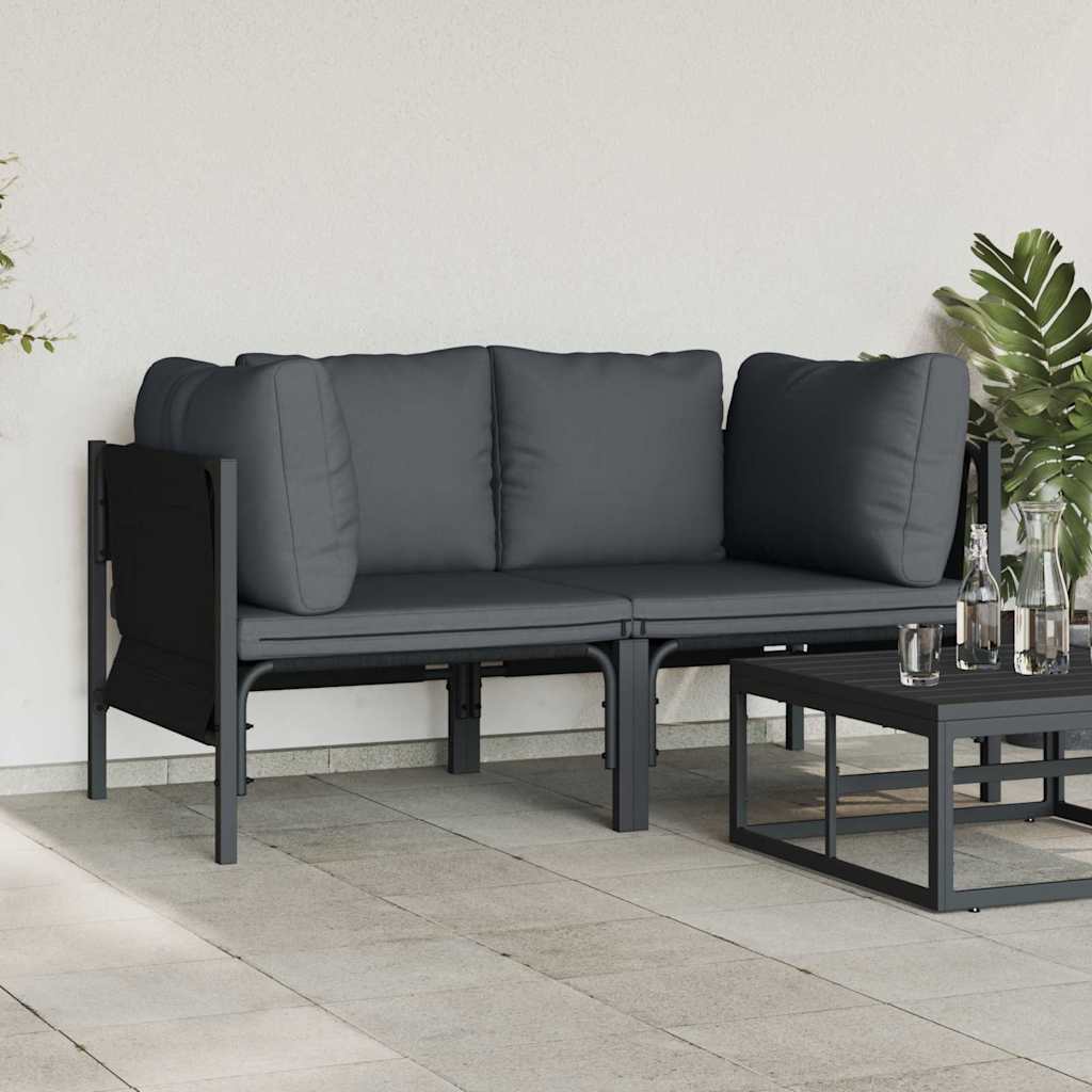 Gartenmöbel mit Kissen mit Kissen 2 pcs Anthrazit Stahl